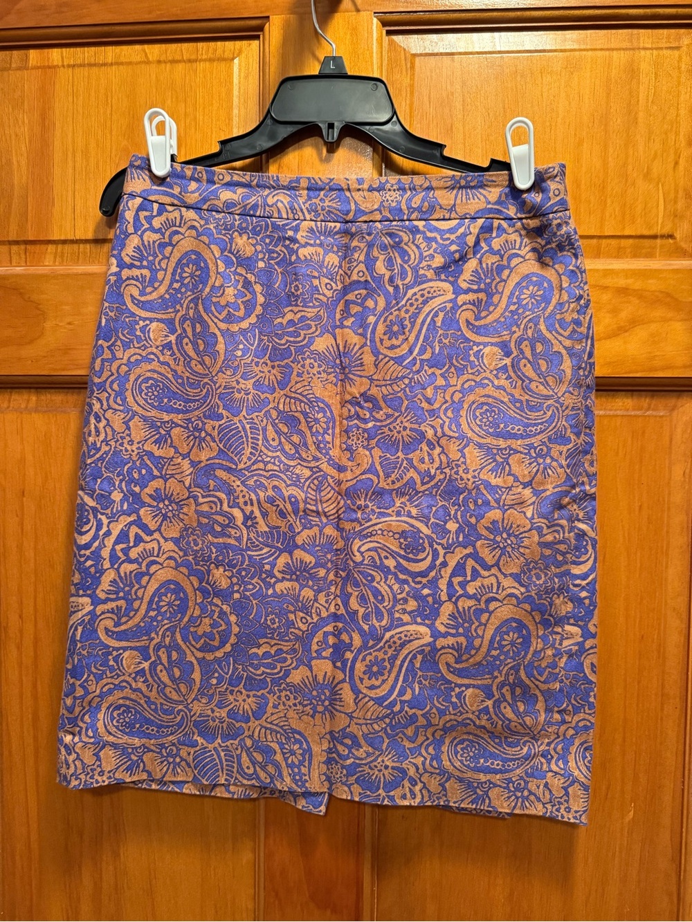 LOFT Purple and Tan Paisley Pencil Skirt